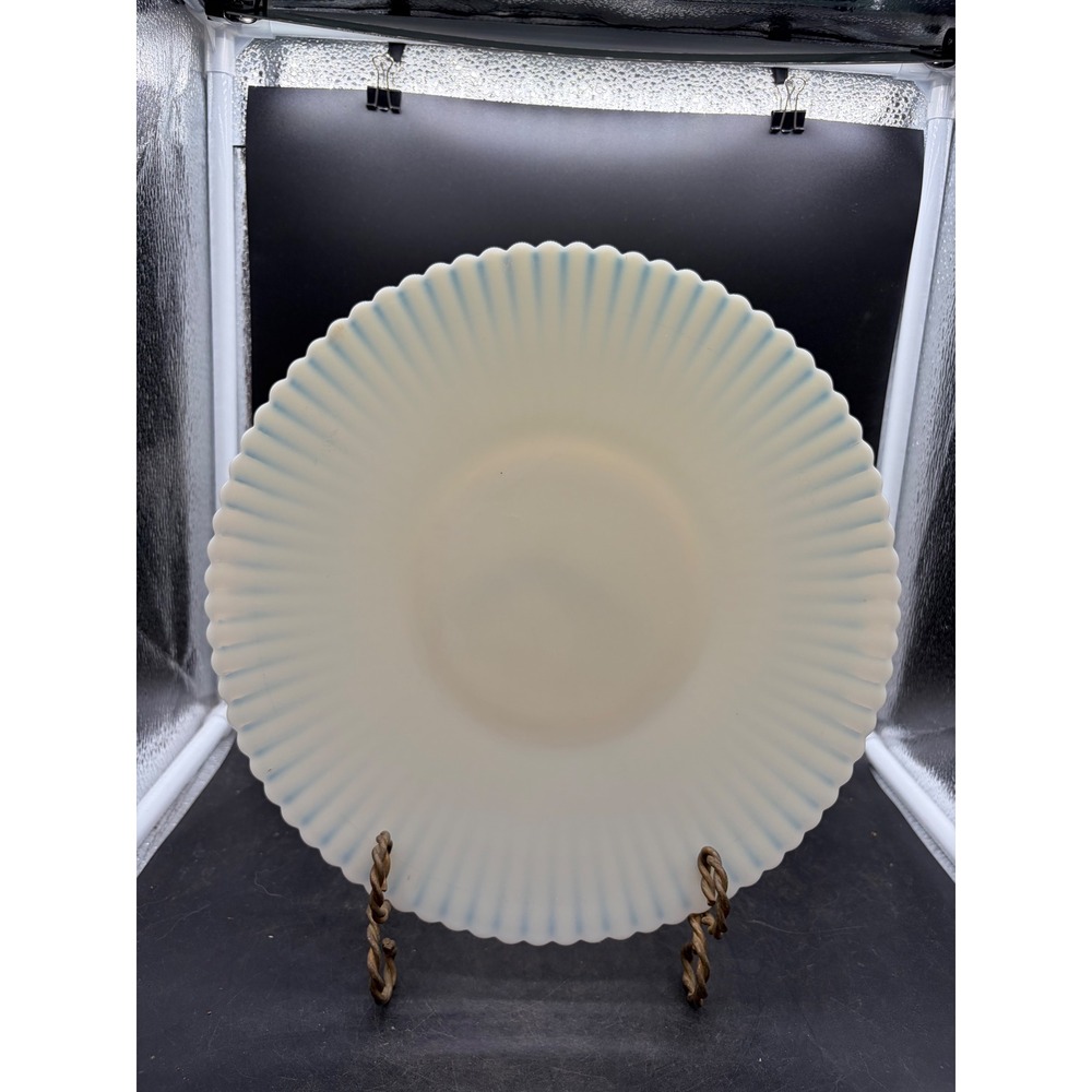 Vintage MacBeth-Evans Petalware Monax White Opalescent Scalloped Dinner Plate